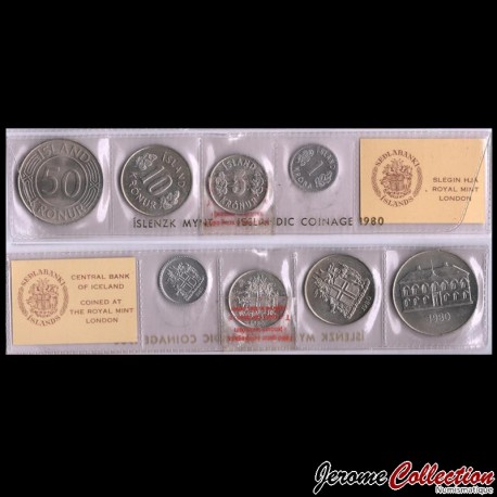 ISLANDE - SET/LOT de 4 PIECES de 1 5 10 50 Kronur - 1980 – Km15 18 19 23 – JeromeCollection