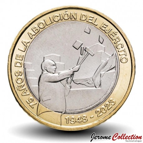 COSTA RICA - PIECE de 500 Colones - Bimétal - 75 ans de l'abolition de l'armée costaricienne - 2023 – Km243 –