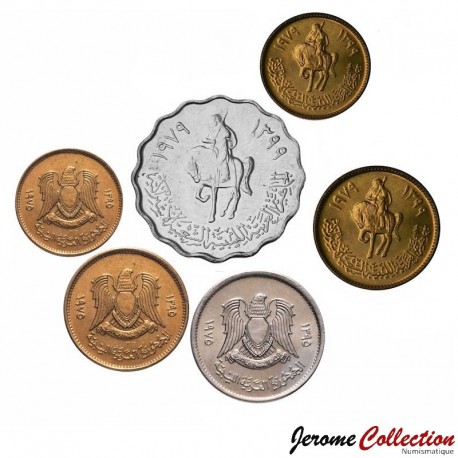 LIBYE - SET / LOT de 6 PIECES de 1 1 5 10 50 Dirhams - 1975 / 1979 – Km12 13 14 18 19 22 – JeromeCollection