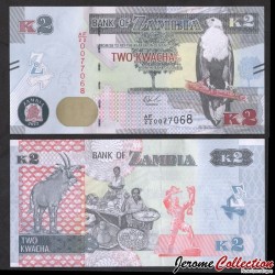 ZAMBIE - Billet de 2 Kwacha - Antilope rouanne - 2022 – P56d – JeromeCollection