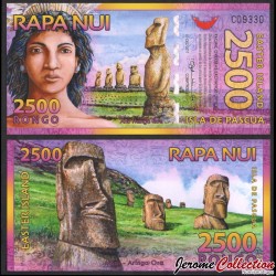 ILE DE PAQUES - RAPA NUI - Billet de 2500 Rongo - Prêtresse tribale et statues Moai - 01.12.2011 – N374535 –