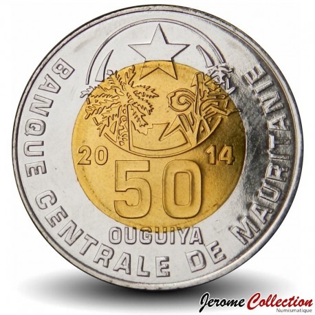 MAURITANIE - PIECE de 50 Ouguiya - Emblème national - Bimétal - 2014 – Km9 – JeromeCollection