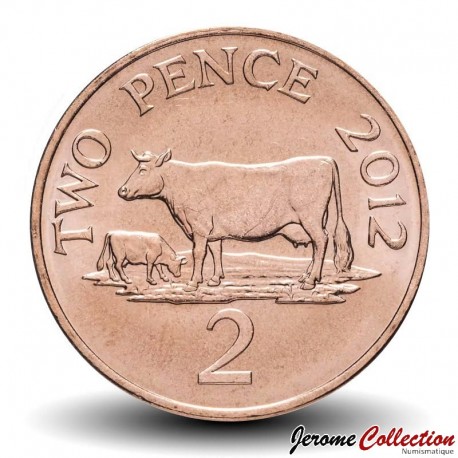 GUERNESEY (île de) - PIECE de 2 Pence - Vache de Guernesey - 2012 – Km96 – JeromeCollection