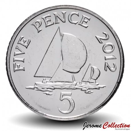 GUERNESEY (île de) - PIECE de 5 Pence - Yachts - 2012 – Km97 – JeromeCollection