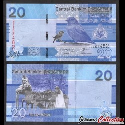 GAMBIE - Billet de 20 Dalasis - Oiseau Amarante pointé - 2023 – P39c – JeromeCollection