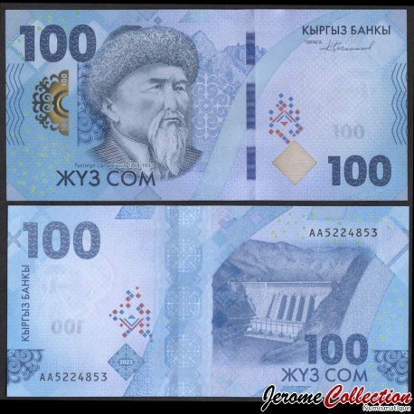 KIRGHIZISTAN - Billet de 100 Som - Toqtoğul Satılğan uulu - 2023 – P36 – JeromeCollection