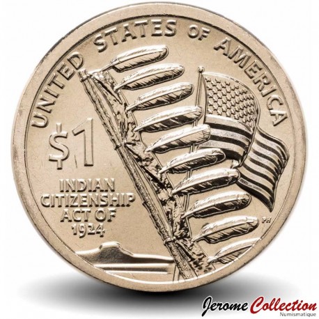 ETATS UNIS / USA - PIECE de 1 Dollar - Native american / Sacagawea - Indian Citizenship Act of 1924 - D - 2024 – Km799