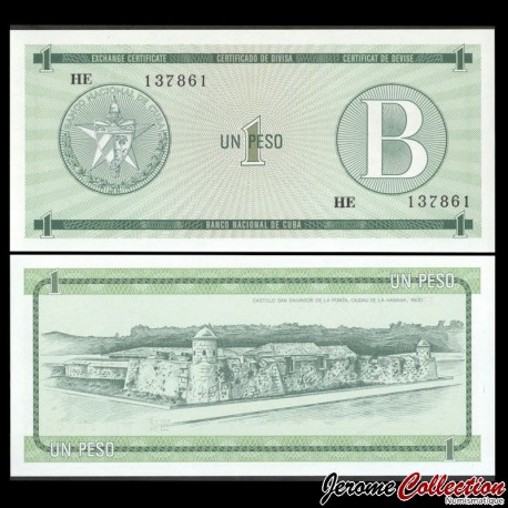 CUBA - Billet de 1 Peso - B - Château San Salvador de la Punta - 1985 – Pfx6 – JeromeCollection