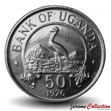 OUGANDA - PIECE de 50 Shillings - Grue couronnée grise - 1976 – Km4a – JeromeCollection