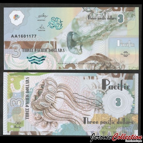 PACIFIC - Billet de 3 PACIFIC DOLLAR - Méduse - 2016 – Pacific003 – JeromeCollection