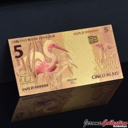 BRESIL - Billet de 5 Reals - Grue - Doré - 2010