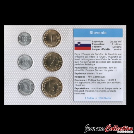 SLOVENIE- SET / LOT de 6 PIECES de 10 20 50 Stotinov 1 2 5 Tolarjev - 1992 / 2004 [Blister] – Km3 4 5 6 7 8 41 51 52 –