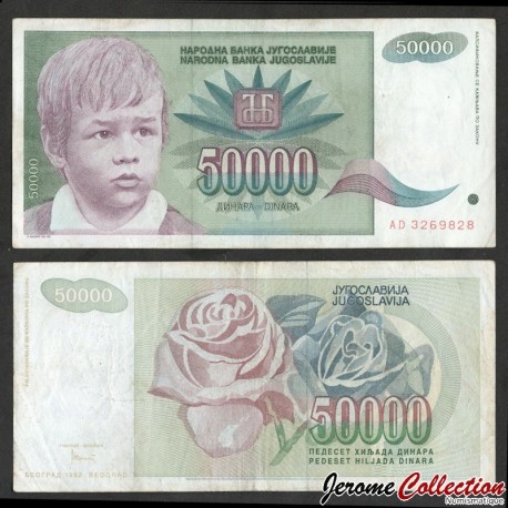 YOUGOSLAVIE - Billet de 50000 Dinara - Enfant - 1992 – P117 – JeromeCollection