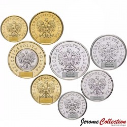 POLOGNE - SET / LOT de 8 PIECES - 1 2 5 10 20 50 Groszy 1 2 Zloty - 2007 / 2018