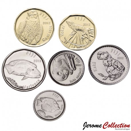 FIDJI - SET / LOT DE 6 PIECES de 5 10 20 50 Cents 1 2 Dollars - Faune Fidjienne - 2012/2013 – Km332 333 334 335 336 337