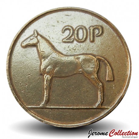 IRLANDE - PIECE de 20 Pence - Un cheval hunters irlandais - 1986 – Km25 – JeromeCollection