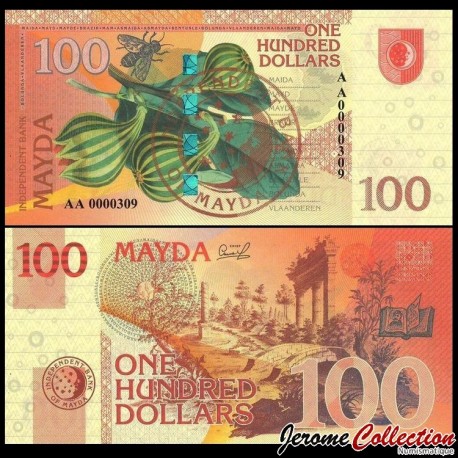 MAYDA - Billet de 100 Dollars - Fleurs / Abeille - 2017 – 0100 – JeromeCollection