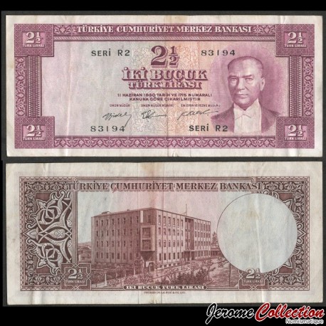 TURQUIE - Billet de 2 1/2 Türk Lirası - Mustafa Kemal Atatürk - 1955 – P151 – JeromeCollection