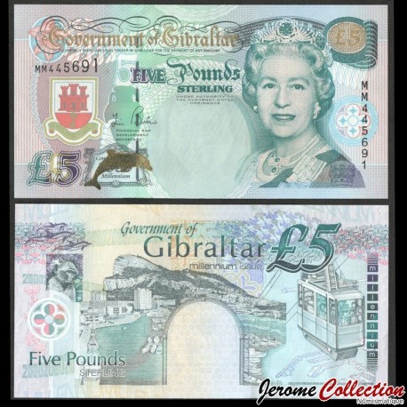 GIBRALTAR - Billet de 5 Pounds Millennium - 2000 – P29 – JeromeCollection