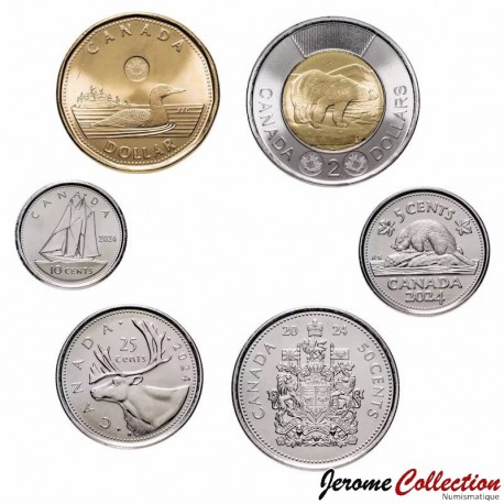 CANADA - SET / LOT de 6 PIECES de 5 10 25 50 Cents - 1 2 Dollars - Roi CHARLES III - 2024 – Km 3334 3335 3336 3337 3338