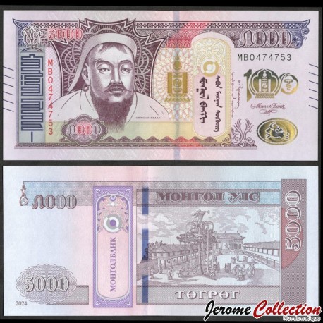 MONGOLIE - Billet de 5000 Tögrög - 100 ans du Système bancaire - 2024 – P80 – JeromeCollection