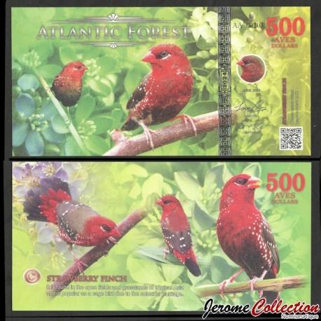ATLANTIC FOREST - Billet de 500 Aves - Oiseau Bengali rouge - 2024 – 0500 AVES – JeromeCollection