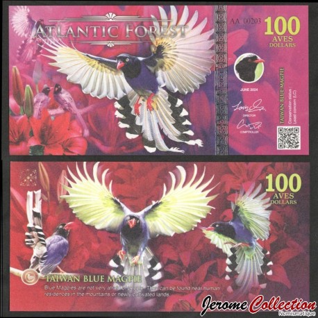ATLANTIC FOREST - Billet de 100 Aves - Oiseau Jaseur boréal - 2024 – 0200 AVES – JeromeCollection