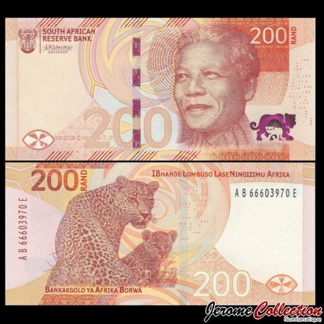 AFRIQUE DU SUD - Billet de 200 Rand - Mandela / Léopard - 2023 – P152 – JeromeCollection