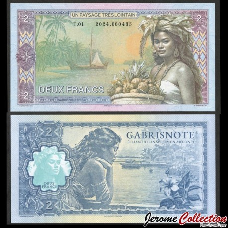 TAHITI (Un paysage très lointain) - Billet de 2 Francs - Tahitienne / Bateau - T01 - 2024 – Tahiti2a – JeromeCollection