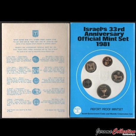 ISRAEL - SET / LOT de 5 PIECES de 1 5 10 Nouvel Agora 1/2 1 Shekel - PIEFORT - 1981 – Km106p 107p 108p 109p 110p –