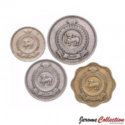 SRI LANKA / Ceylan - SET / LOT de 4 PIECES de 10 25 50 Cents 1 Roupies - 1963