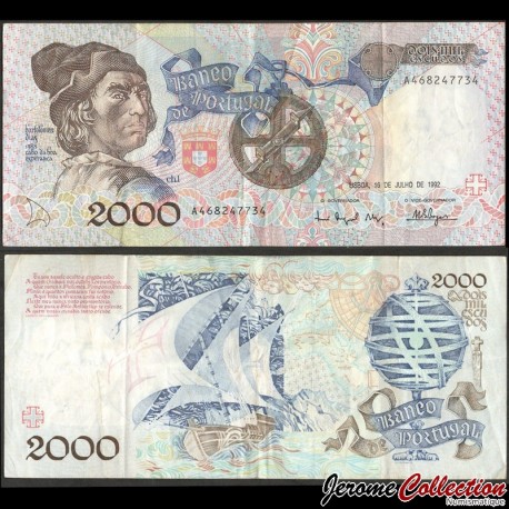 PORTUGAL - Billet de 2000 Escudos - Bartolomeu Dias - 16.07.1992 – P186c2 – JeromeCollection
