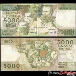 PORTUGAL - Billet de 5000 Escudos - Antero de Quental - 28.10.1988