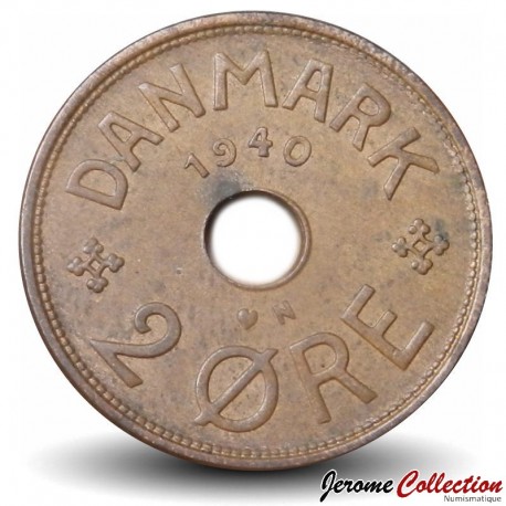 DANEMARK - PIECE de 2 øre - Christian X - ♥N - 1940 – Km827 – JeromeCollection