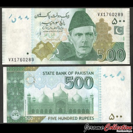 PAKISTAN - Billet de 500 Roupies - Mosquée Badshahi - 2024 – P49Ap – JeromeCollection