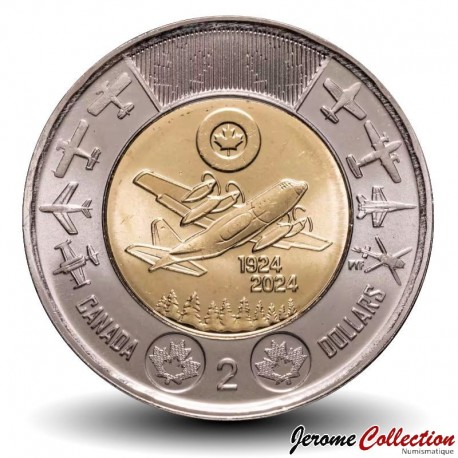 CANADA - PIECE de 2 DOLLARS - 100 ans de l’Aviation royale canadienne / Roi Charles III - 2024 – N434079 –