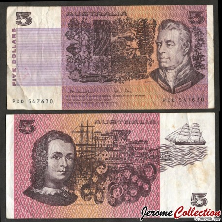 AUSTRALIE - Billet de 5 Dollars - Sir Joseph Banks / Caroline Chisholm - 1979 – P44c – JeromeCollection