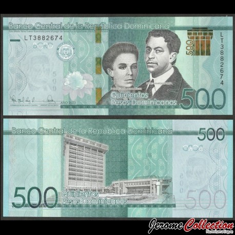 REPUBLIQUE DOMINICAINE - Billet de 500 PESOS - Salomé Urena de Henriquez et son fils - 2023 – P192f – JeromeCollection