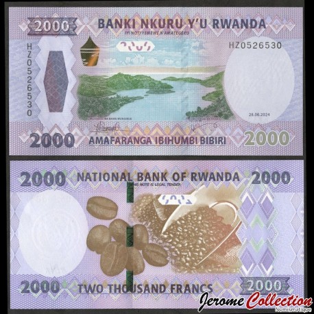RWANDA - Billet de 2000 Francs - Paysage de Kibuye et Lac Kivu - 28.6.2024 – P44 – JeromeCollection
