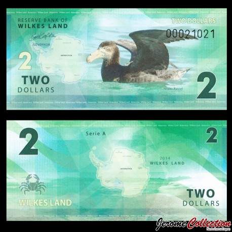 TERRE DE WILKES - Billet de 2 DOLLARS - Petrel géant - 2014