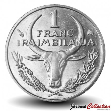 MADAGASCAR - PIECE de 1 Franc - Fleur poinsettia / Zébu - 2002 – Km8 – JeromeCollection