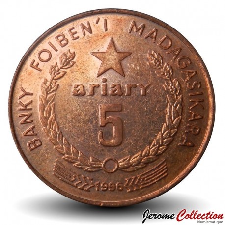 MADAGASCAR - PIECE de 5 Ariary - Plant de riz - 1996 – Km23 – JeromeCollection