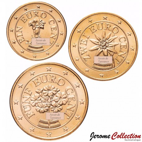 AUTRICHE - SET / LOT de 3 PIECES de 1 2 5 Cents - Fleurs d'Autiche - 2018 – Km3082 3083 3084 – JeromeCollection