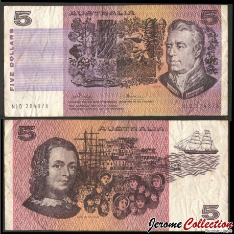 AUSTRALIE - Billet de 5 Dollars - Sir Joseph Banks / Caroline Chisholm - 1974 – P44a – JeromeCollection