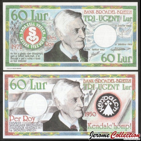 BRETAGNE / Bank Broadel Breizh - Billet de 60 LUR - Per ROY (militant breton) - 1996 – N449485 – JeromeCollection