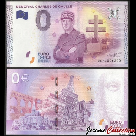 BILLET TOURISTIQUE - ZERO 0 EURO - FRANCE - MEMORIAL CHARLES DE GAULLE - UEAZ - 2015-1 – N218264 – JeromeCollection