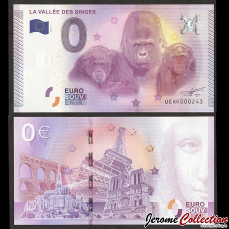 BILLET TOURISTIQUE - ZERO 0 EURO - FRANCE - LA VALLEE DES SINGES - UEAK - 2015-1 – N341733 – JeromeCollection