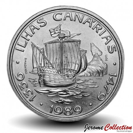 PORTUGAL - PIECE de 100 Escudos - Découverte des îles Canaries - 1989