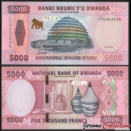 RWANDA - Billet de 5000 Francs - Kigali Convention Centre - 28.6.2024 – P45 – JeromeCollection
