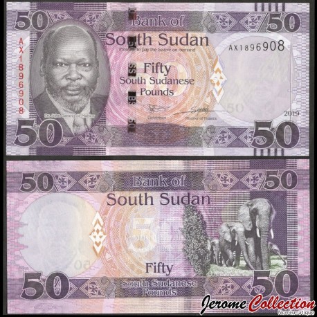 SUD SOUDAN - Billet de 50 Livres Sud-Soudanaise - Éléphants - 2019 – P14d – JeromeCollection